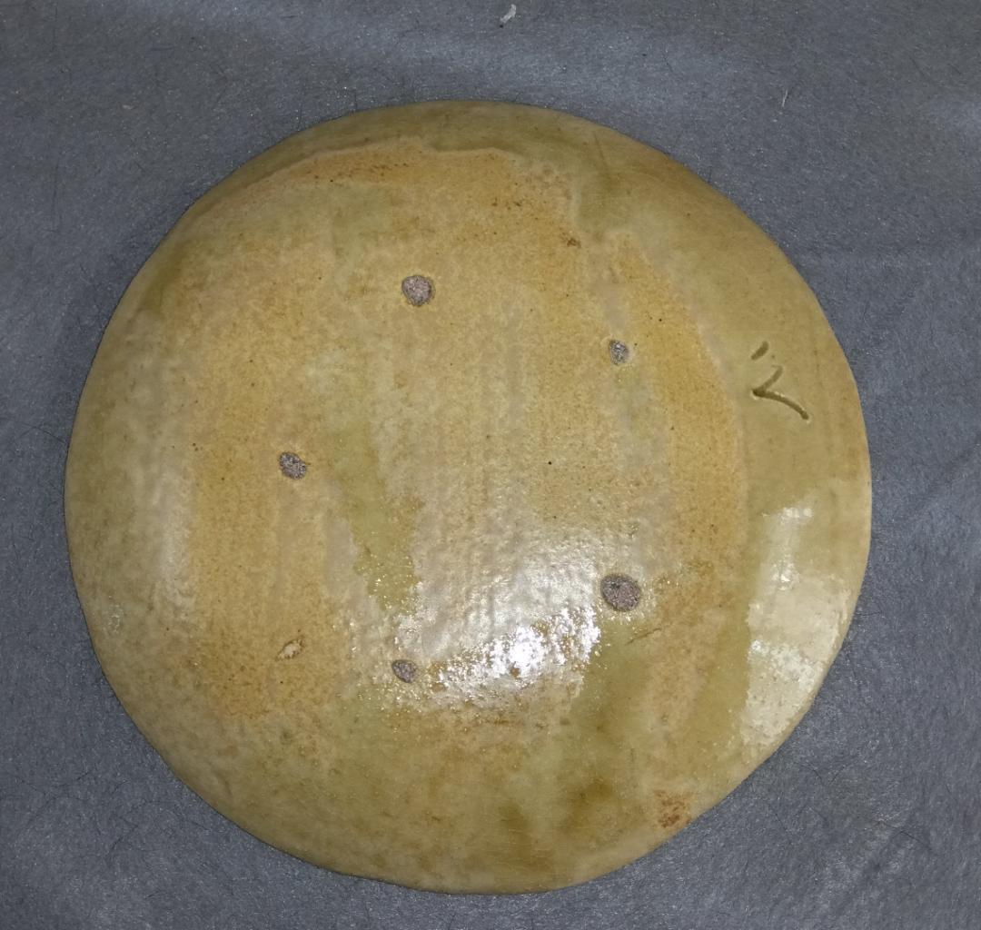 大嶋久興　美濃焼の名工【子の日窯】黄瀬戸「油揚げ手」希少美品逸品　中皿5客セット