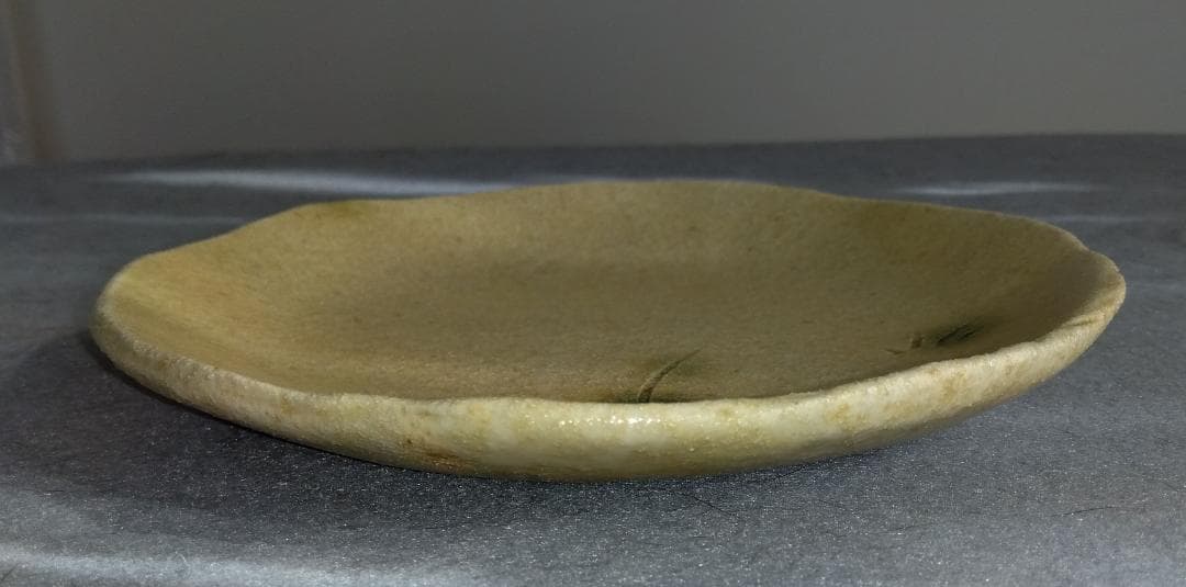 大嶋久興　美濃焼の名工【子の日窯】黄瀬戸「油揚げ手」希少美品逸品　中皿5客セット