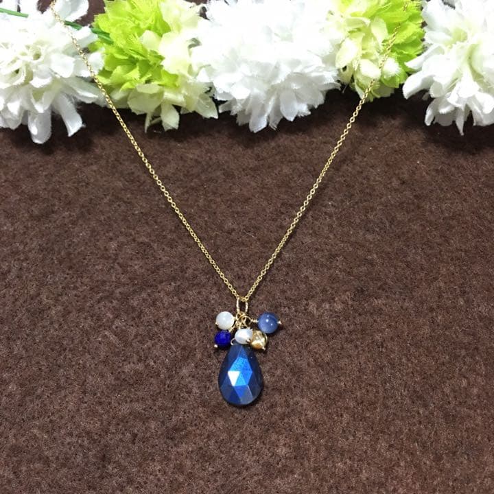 【14kgf 】【魅惑の輝き】ブラックラブラドライトのネックレス45㎝