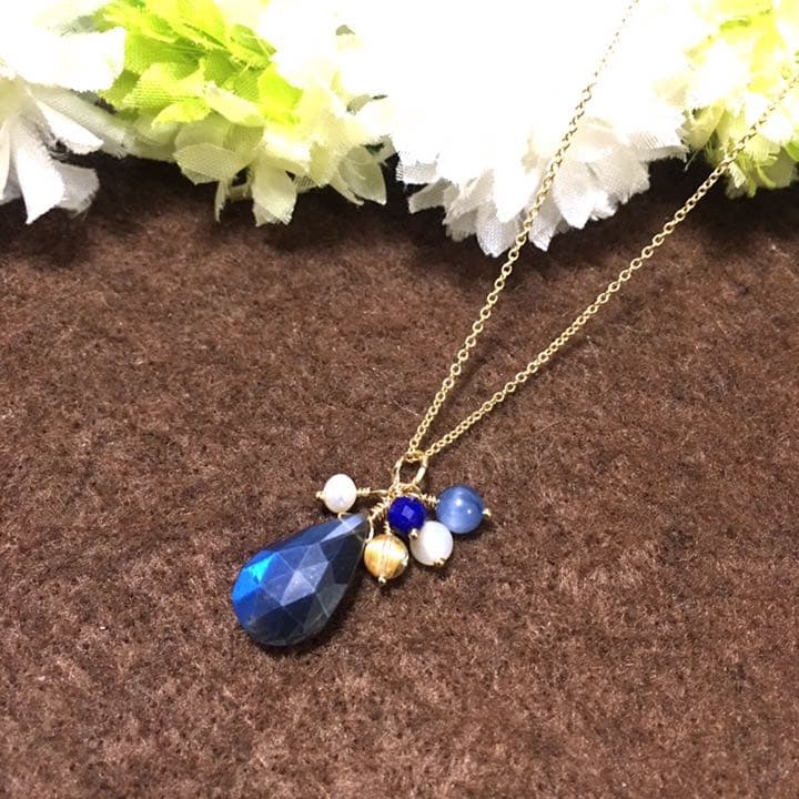 【14kgf 】【魅惑の輝き】ブラックラブラドライトのネックレス45㎝