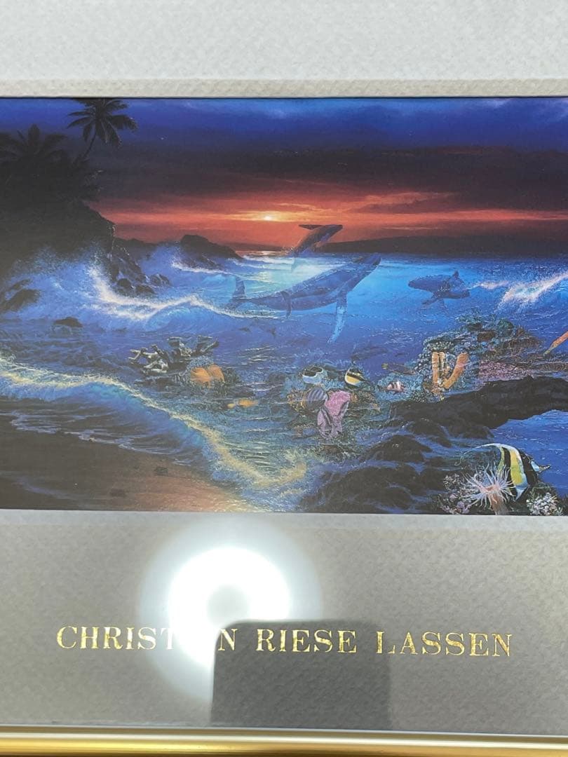 クリスチャンラッセン 額入りポスター SEA VISIONフレーム付海 イルカ