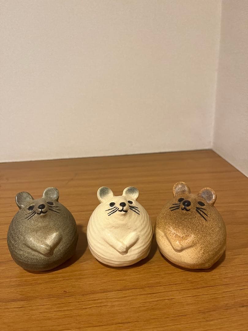 ネズミ型陶器置物 3個セット　※コメントやり取りの方専用価格