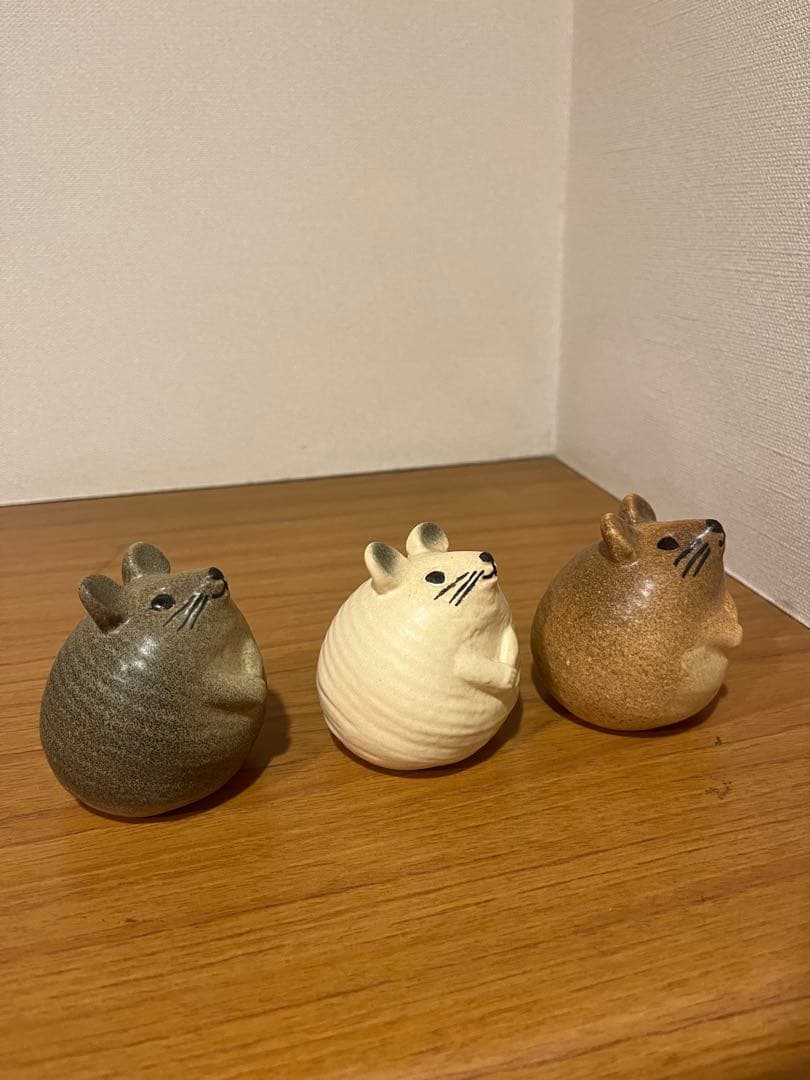 ネズミ型陶器置物 3個セット　※コメントやり取りの方専用価格