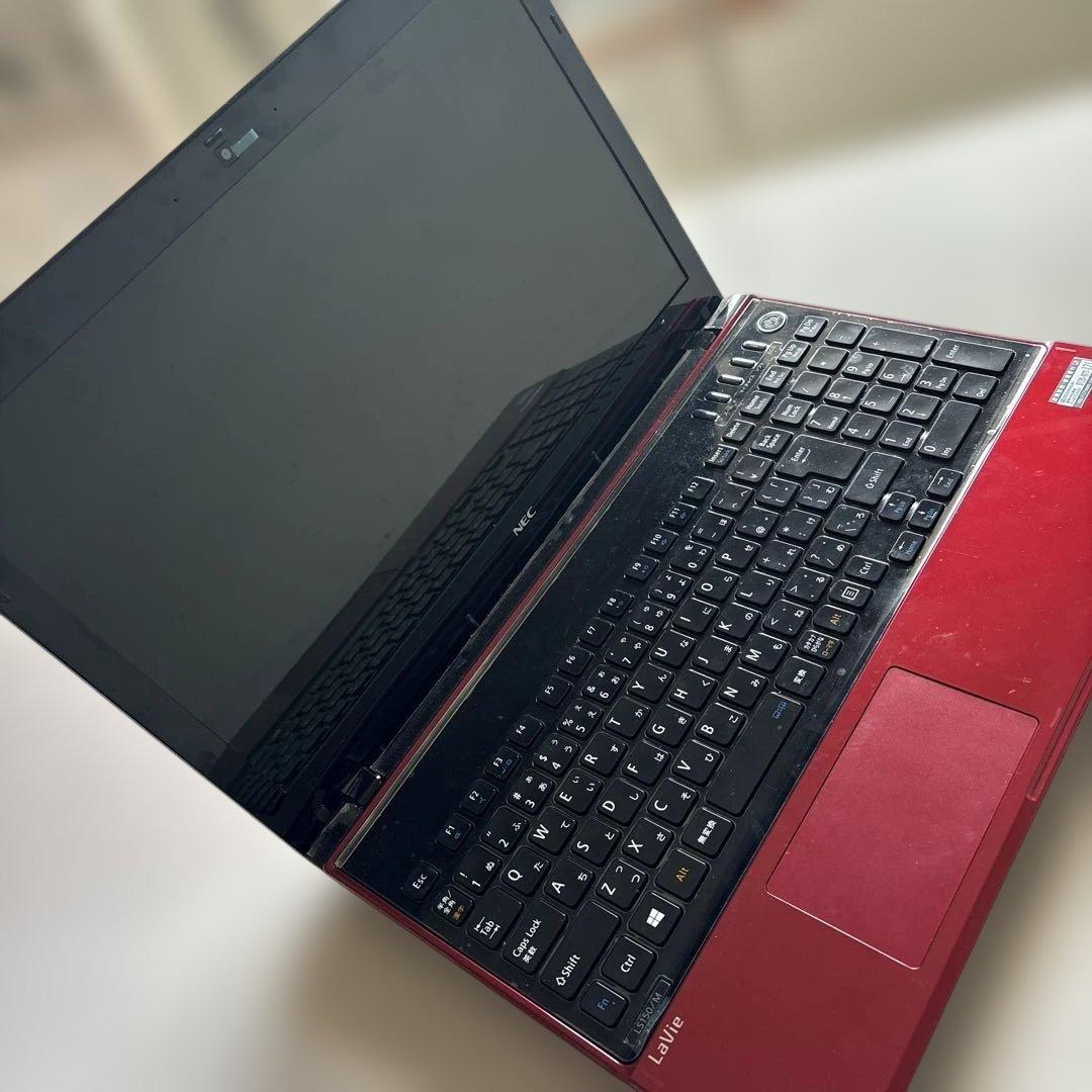 即発送 新品　未使用に近いNEC LaVie レッド ノートPC 本体