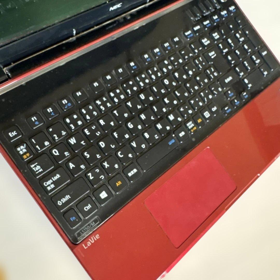 即発送 新品　未使用に近いNEC LaVie レッド ノートPC 本体