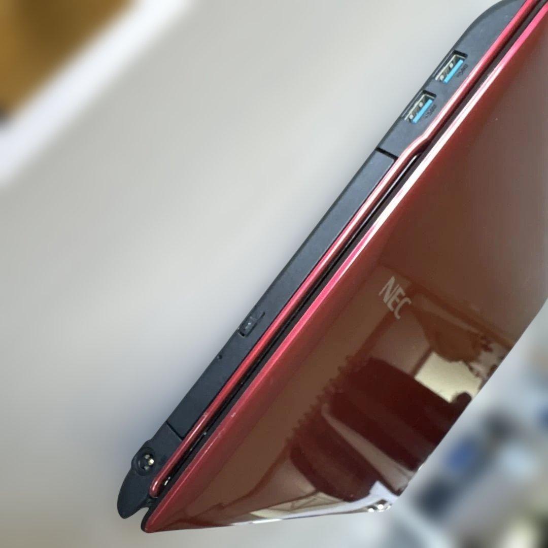 即発送 新品　未使用に近いNEC LaVie レッド ノートPC 本体