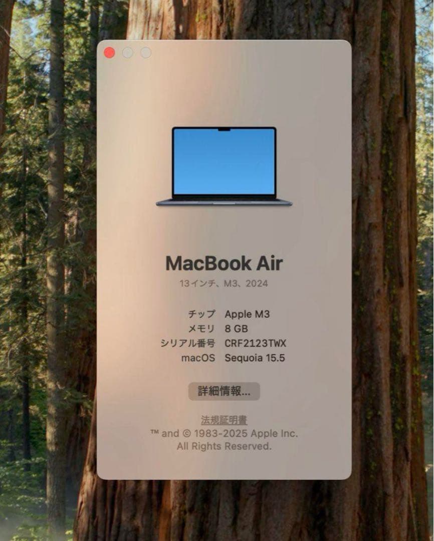 MacBook Air M3チップ メモリ8GB/SSD512GB 13インチ