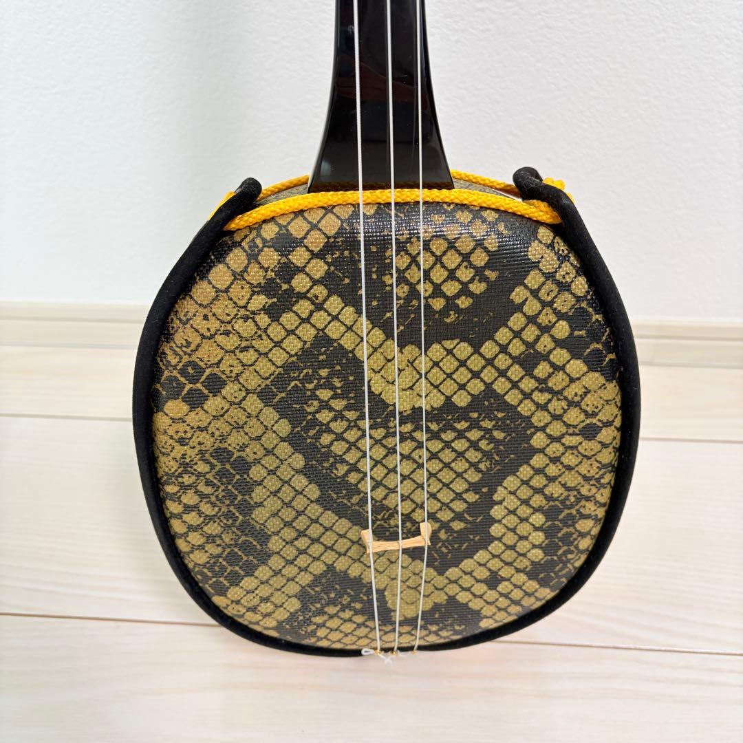 美品 三味線 蛇皮合皮