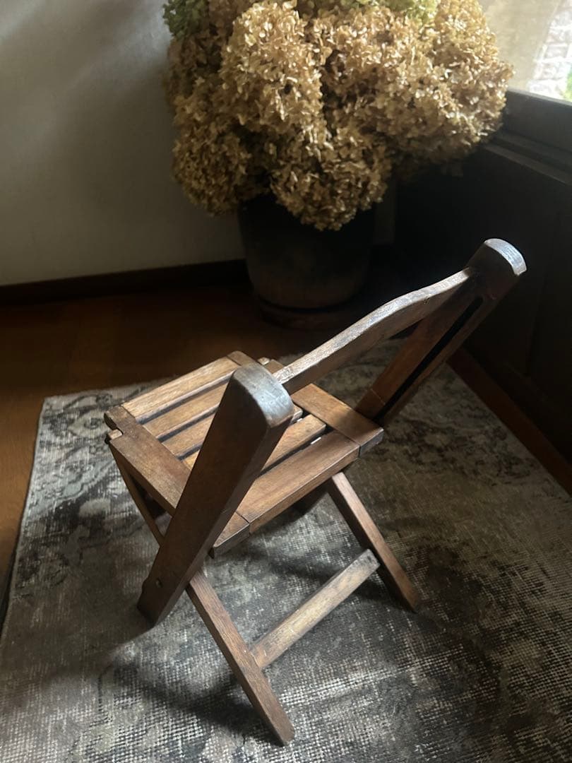 木製 折りたたみ椅子 子供用　チェア　人形　　ドールチェア アンティーク　ウッド