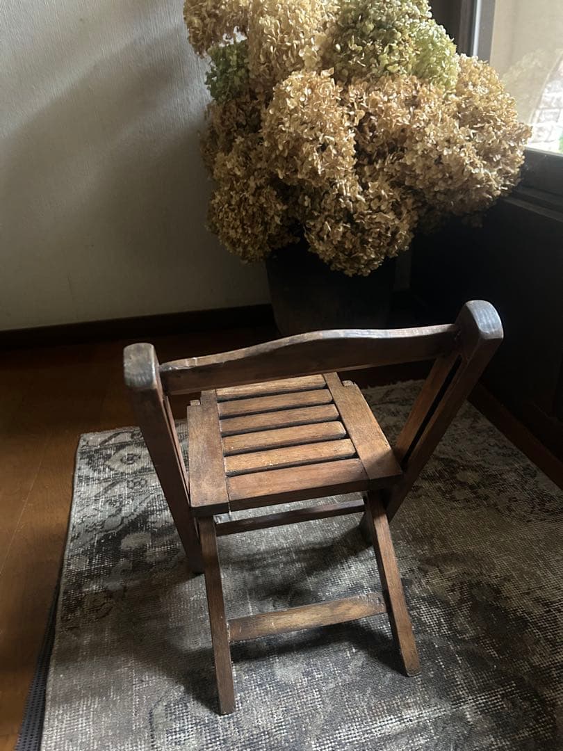 木製 折りたたみ椅子 子供用　チェア　人形　　ドールチェア アンティーク　ウッド