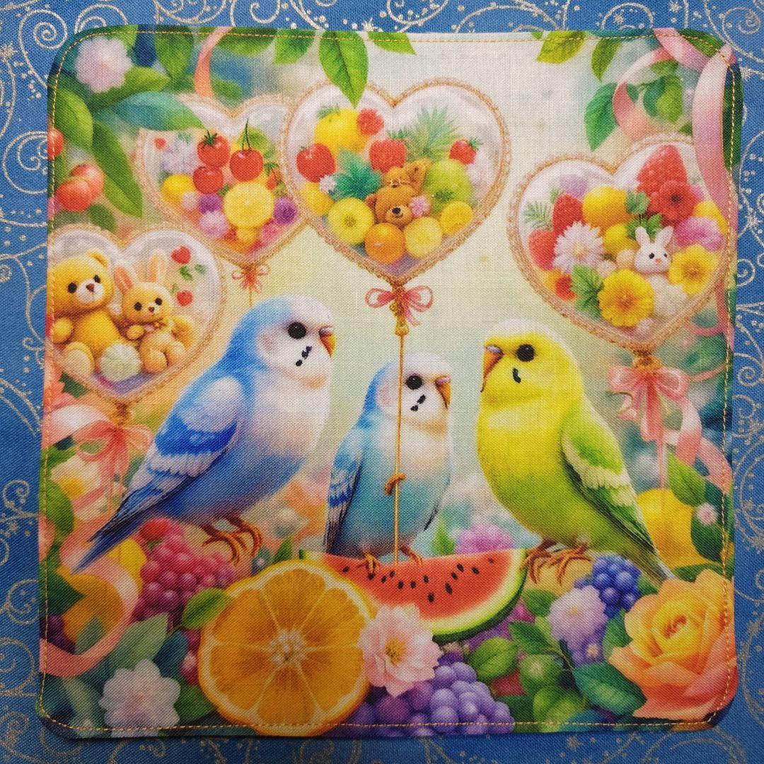 もも＆まりん　青い鳥さん柄　17枚+1枚（2枚合わさたパネル分)