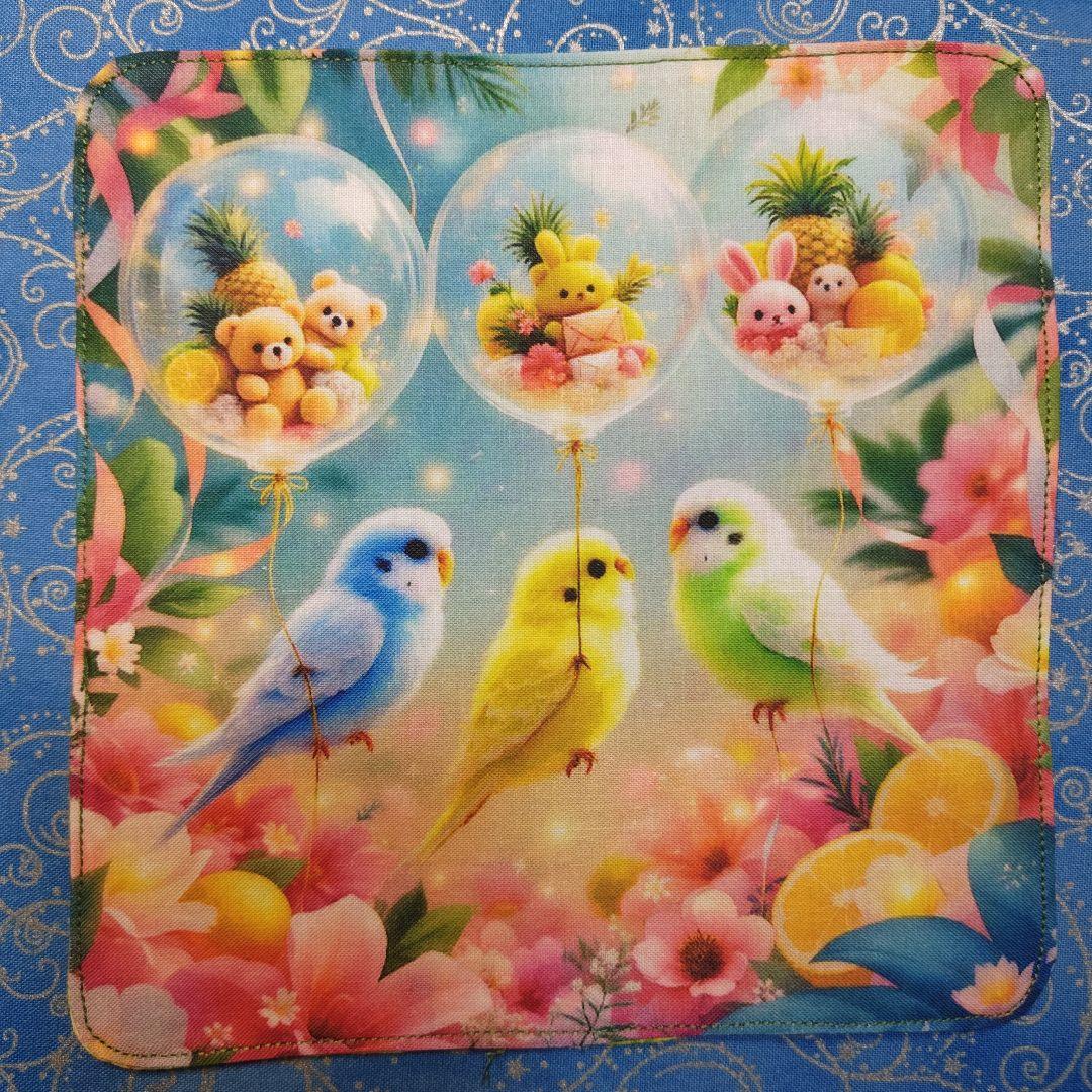 もも＆まりん　青い鳥さん柄　17枚+1枚（2枚合わさたパネル分)