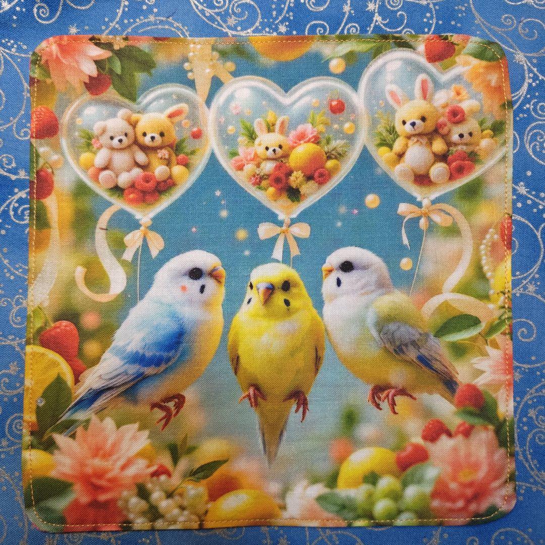 もも＆まりん　青い鳥さん柄　17枚+1枚（2枚合わさたパネル分)