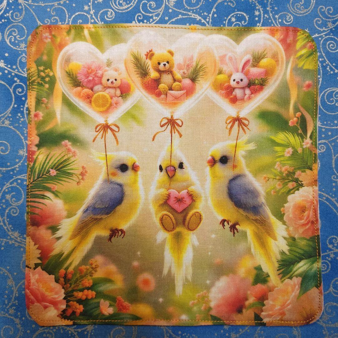 もも＆まりん　青い鳥さん柄　17枚+1枚（2枚合わさたパネル分)