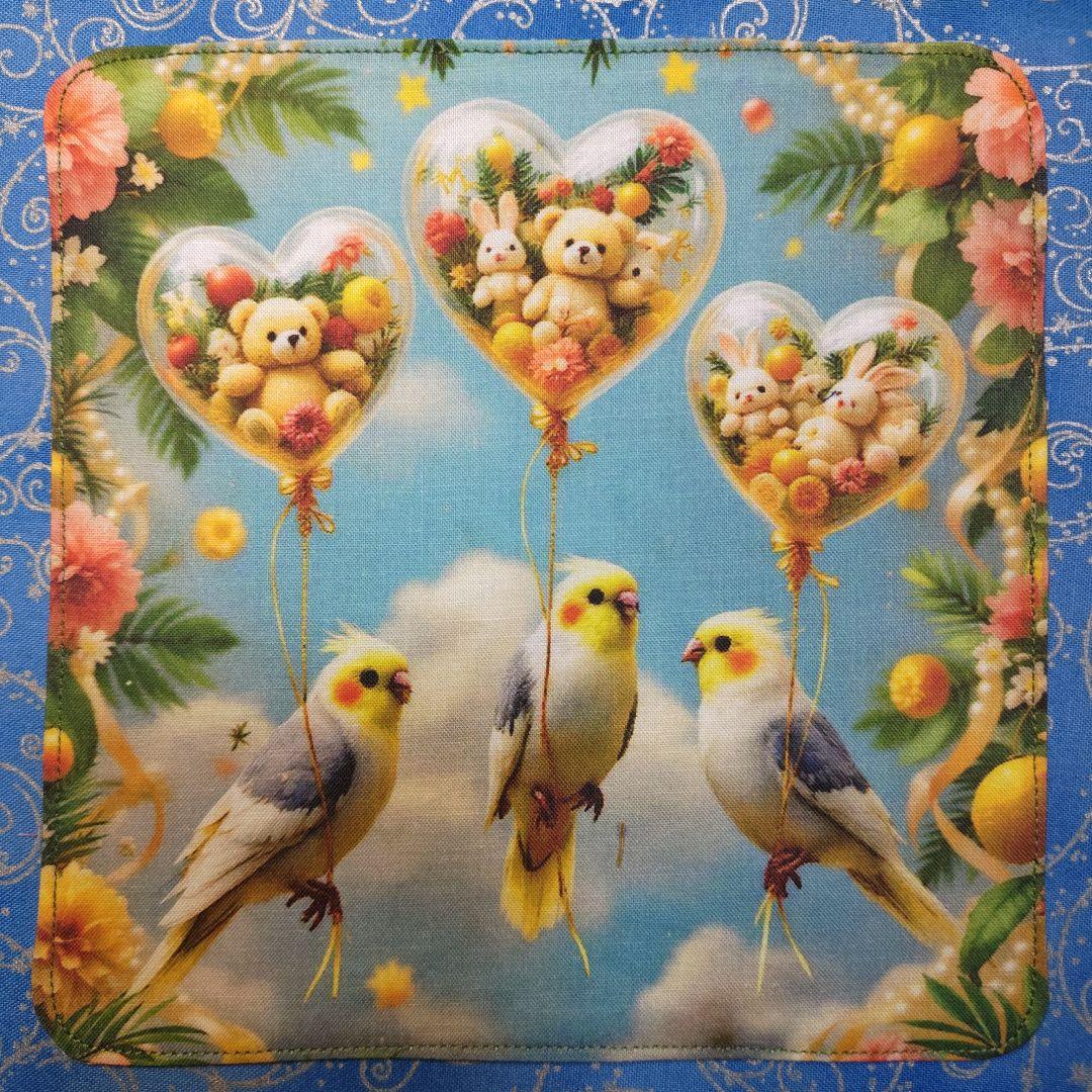 もも＆まりん　青い鳥さん柄　17枚+1枚（2枚合わさたパネル分)