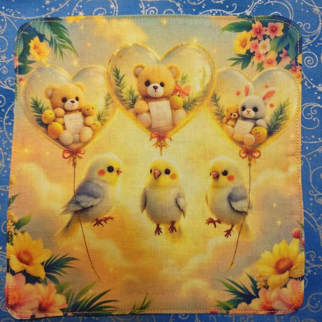 もも＆まりん　青い鳥さん柄　17枚+1枚（2枚合わさたパネル分)