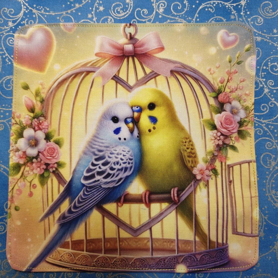 もも＆まりん　青い鳥さん柄　17枚+1枚（2枚合わさたパネル分)