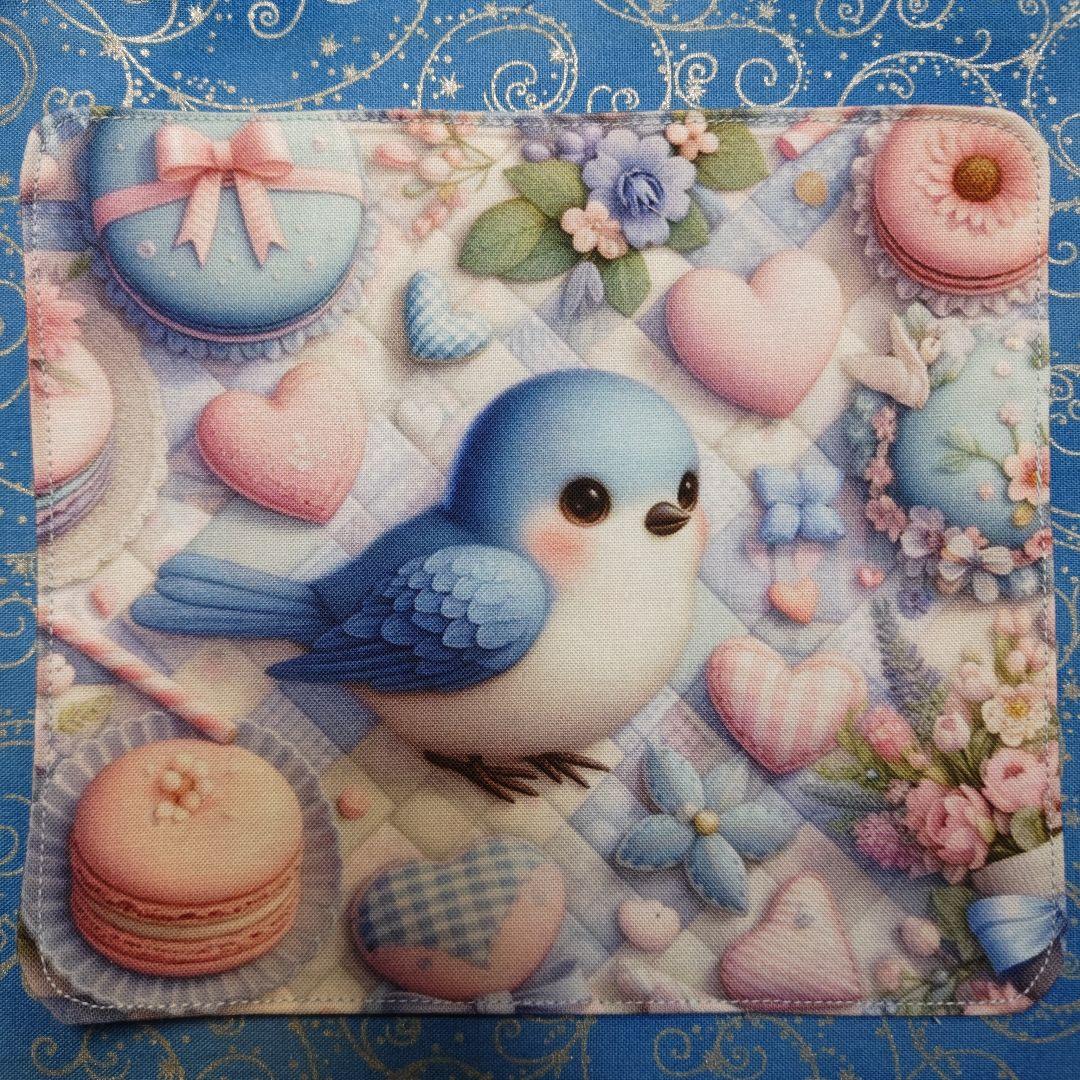 もも＆まりん　青い鳥さん柄　17枚+1枚（2枚合わさたパネル分)