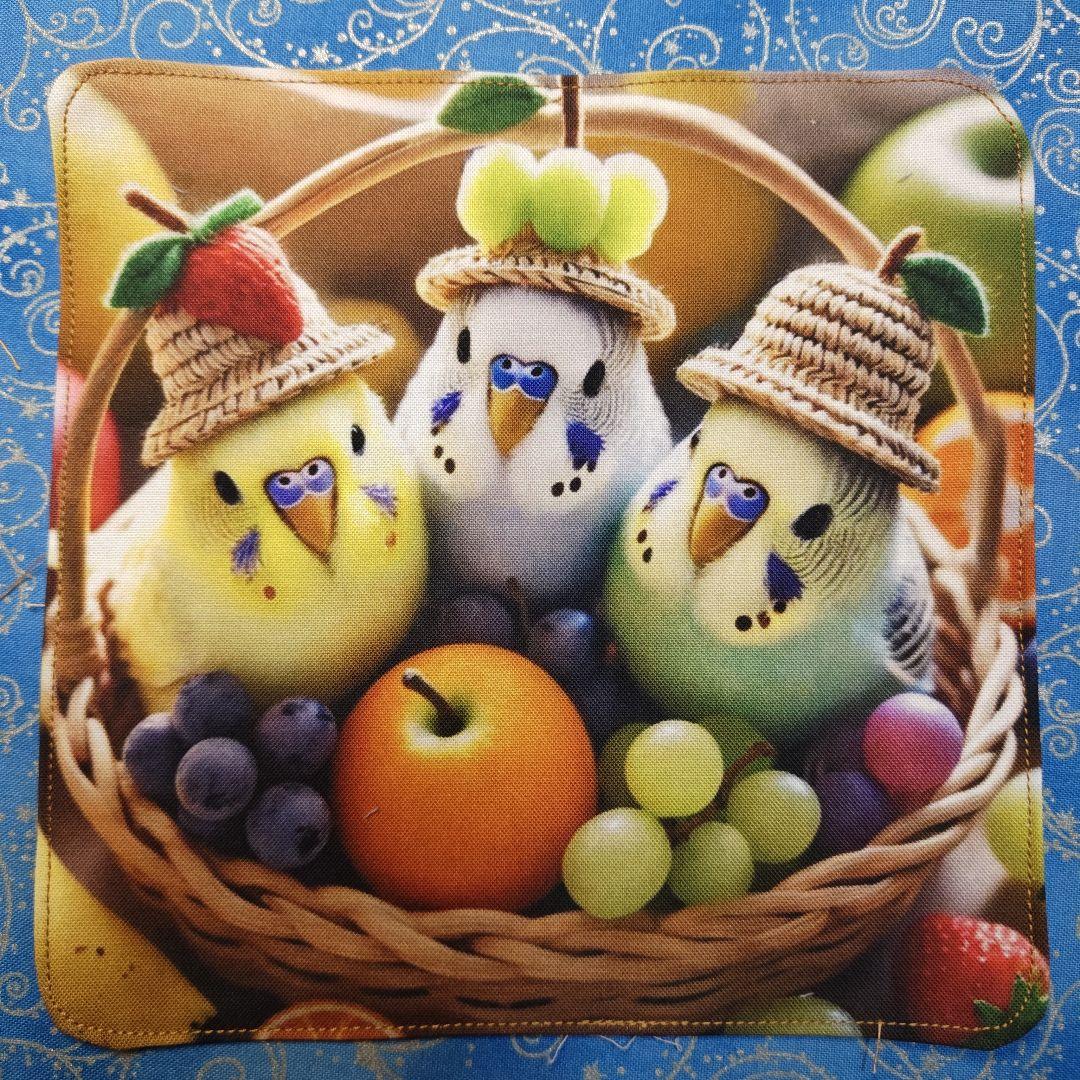 もも＆まりん　青い鳥さん柄　17枚+1枚（2枚合わさたパネル分)