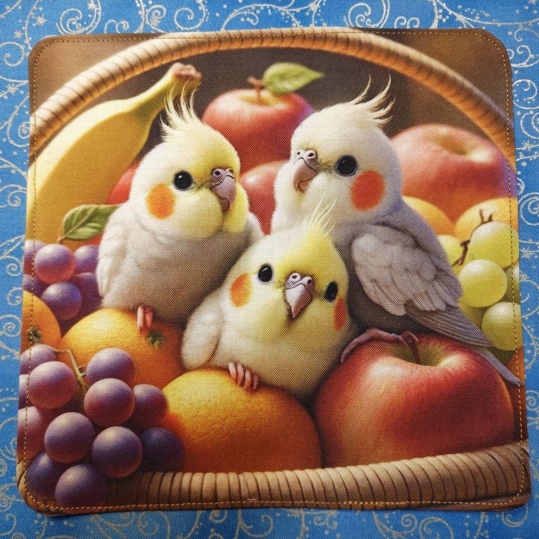 もも＆まりん　青い鳥さん柄　17枚+1枚（2枚合わさたパネル分)