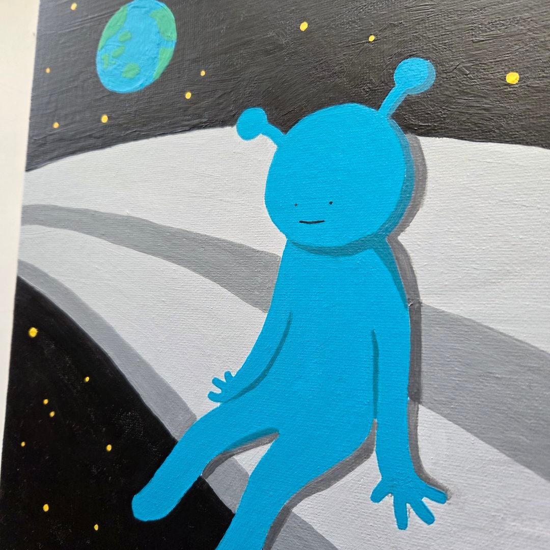 出発 (アクリル画/キャンバス画/絵画/宇宙人)