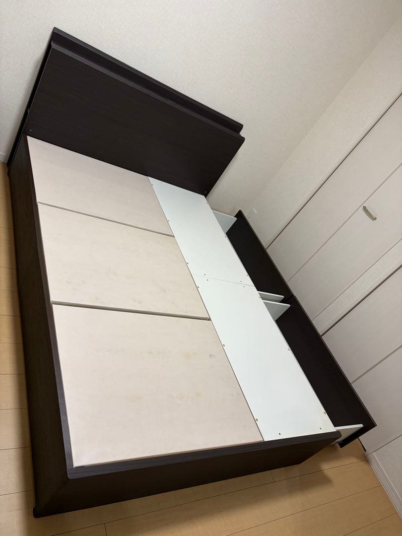 【匿名配送】ニトリ　ダブルベッド　フレーム　ダークブラウン