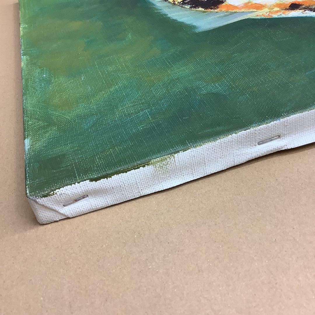 油絵　遊鯉　杉本