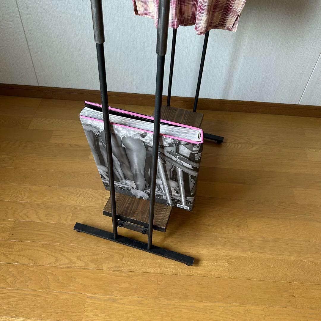 ハンガーラック　スリム　コンパクト アンティーク風　古材　アイアン家具