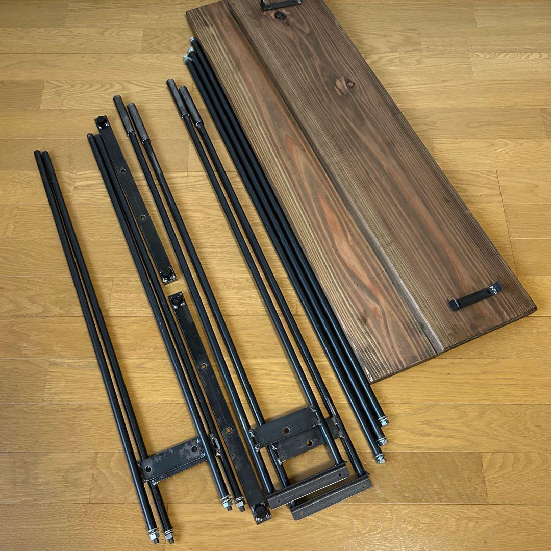 ハンガーラック　スリム　コンパクト アンティーク風　古材　アイアン家具