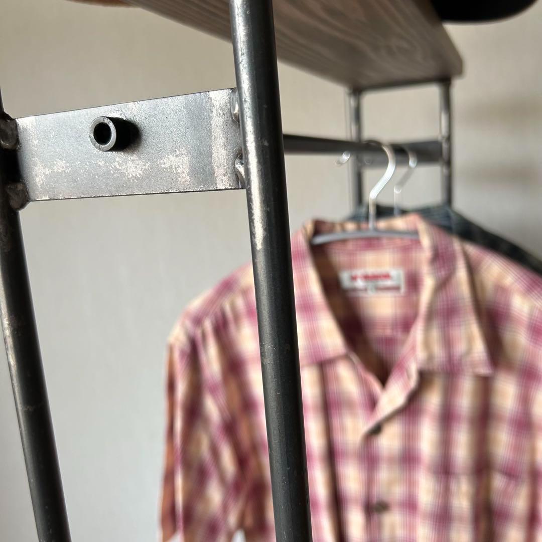 ハンガーラック　スリム　コンパクト アンティーク風　古材　アイアン家具