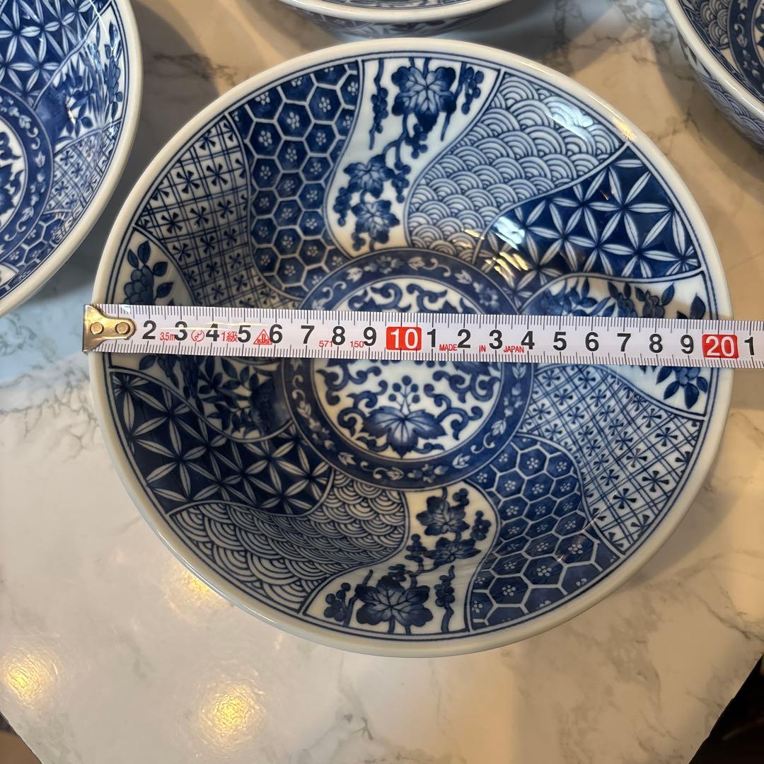 三洋陶器 龍峯窯 染付捻り祥瑞 丼ぶり揃 5客セット ラーメン丼✴︎どんぶり✴︎鉢