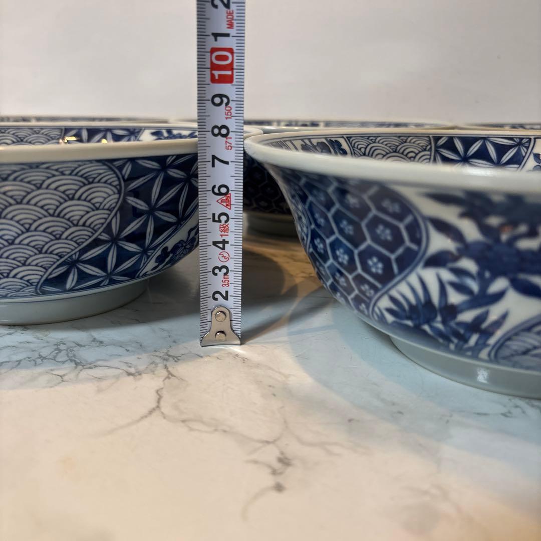 三洋陶器 龍峯窯 染付捻り祥瑞 丼ぶり揃 5客セット ラーメン丼✴︎どんぶり✴︎鉢