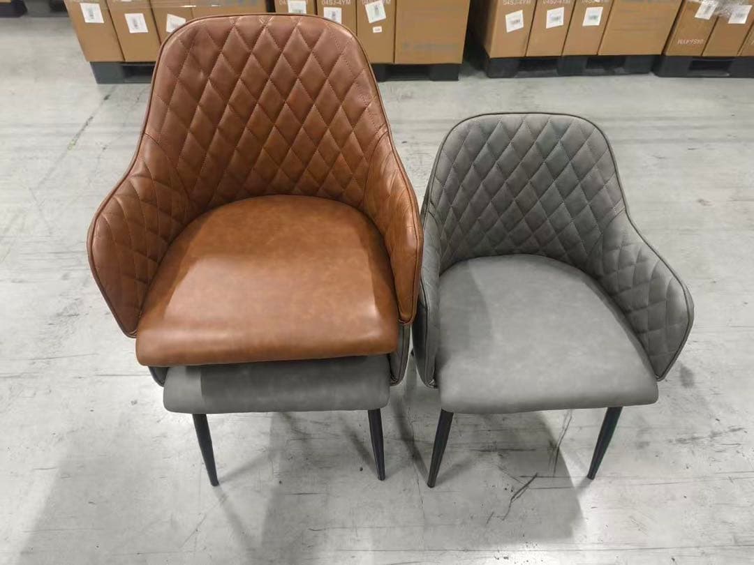 新品高級感レザーファブリックダイニングチェア4脚セットスチール脚北欧風おしゃれ