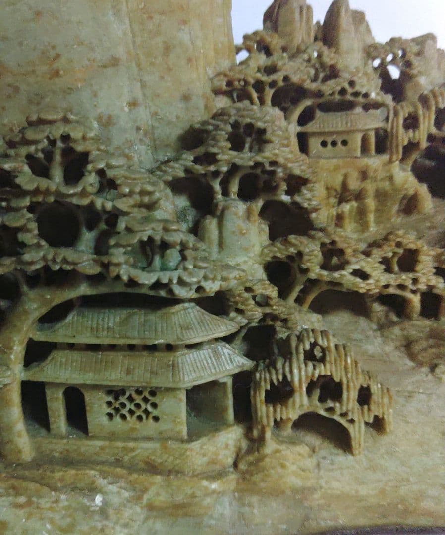 寿山石　彫刻　大型　置物　横幅約40cm 超大作　ミ10