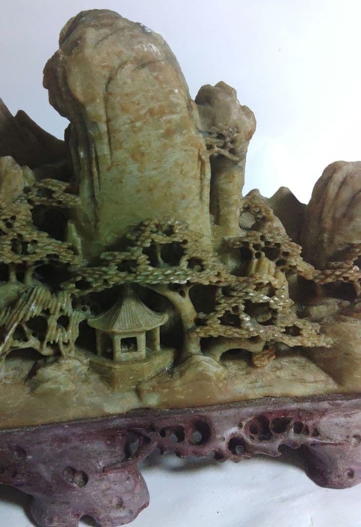 寿山石　彫刻　大型　置物　横幅約40cm 超大作　ミ10