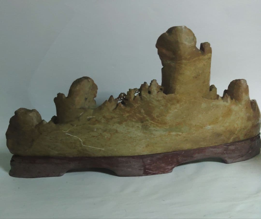 寿山石　彫刻　大型　置物　横幅約40cm 超大作　ミ10