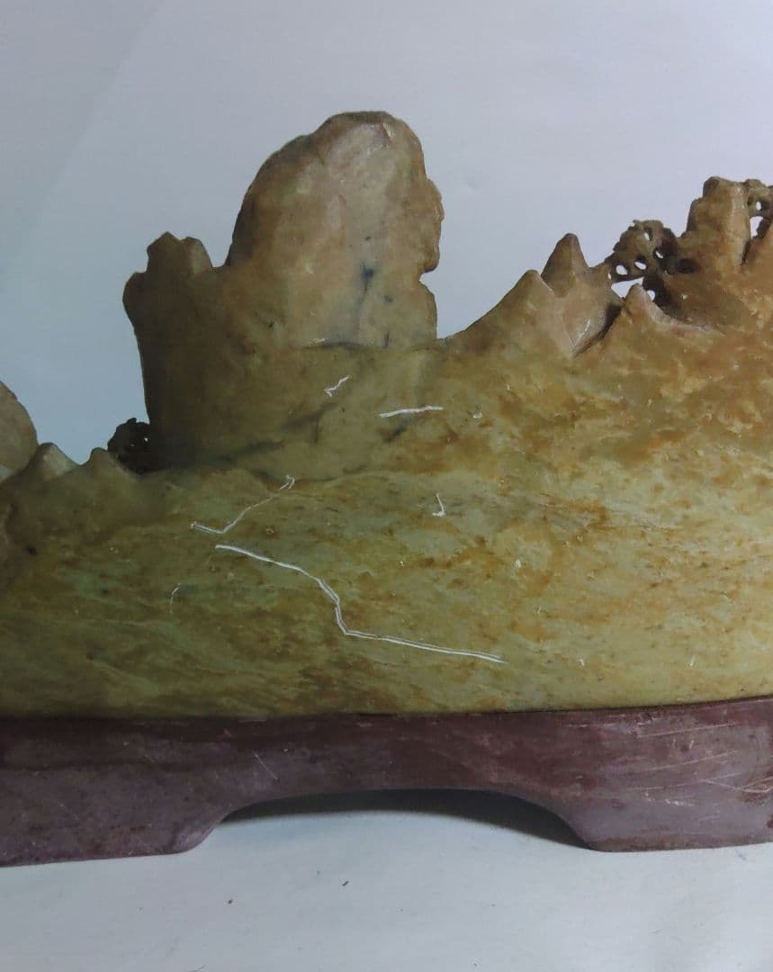 寿山石　彫刻　大型　置物　横幅約40cm 超大作　ミ10