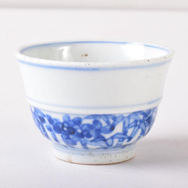 水越与三兵衛作　染付　松竹梅文　茶器　酒盃　ぐい呑　時代箱　C　R8345