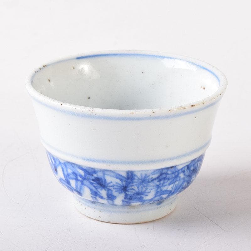 水越与三兵衛作　染付　松竹梅文　茶器　酒盃　ぐい呑　時代箱　C　R8345