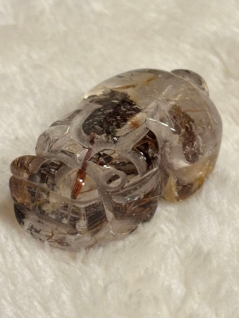 財運【天然石】ルチルクォーツ 貔貅（ヒキュウ）パーツ 1点