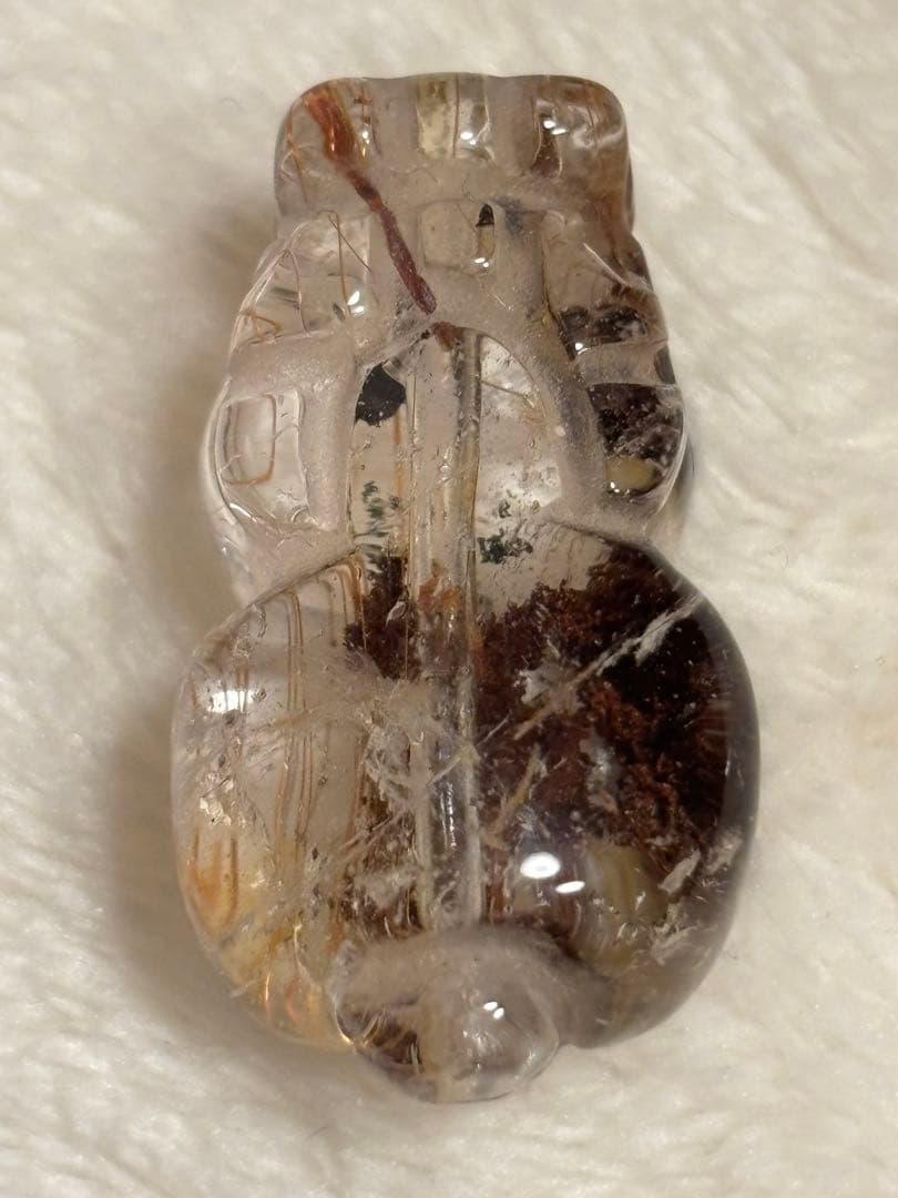 財運【天然石】ルチルクォーツ 貔貅（ヒキュウ）パーツ 1点