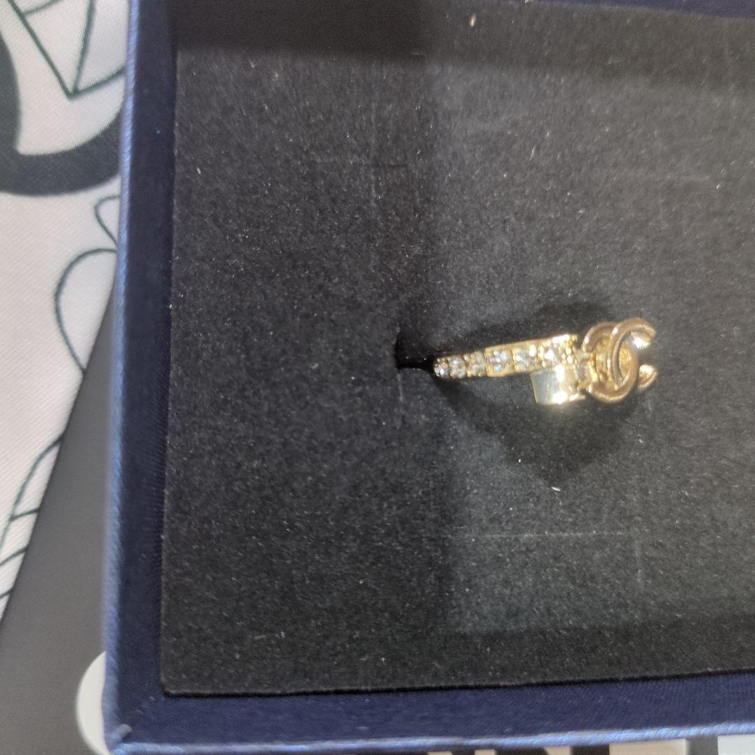 CHANEL ロゴデザイン リング ゴールド ブラック7号