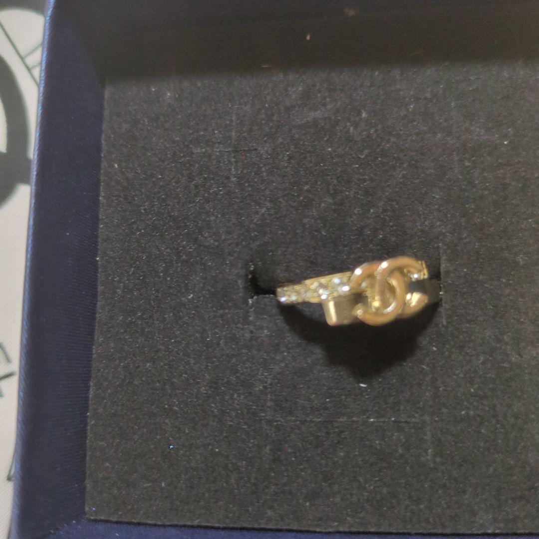 CHANEL ロゴデザイン リング ゴールド ブラック7号