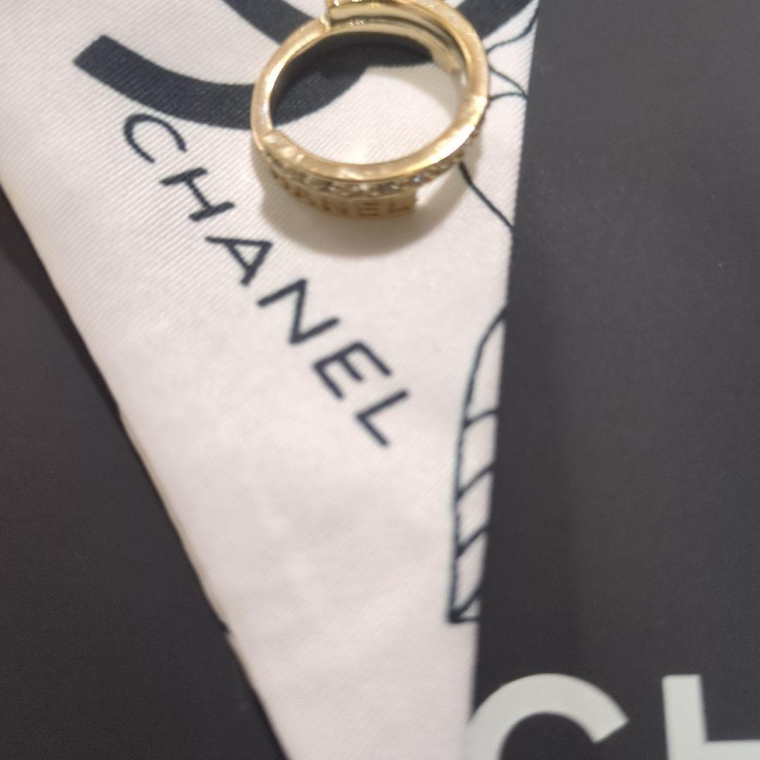 CHANEL ロゴデザイン リング ゴールド ブラック7号