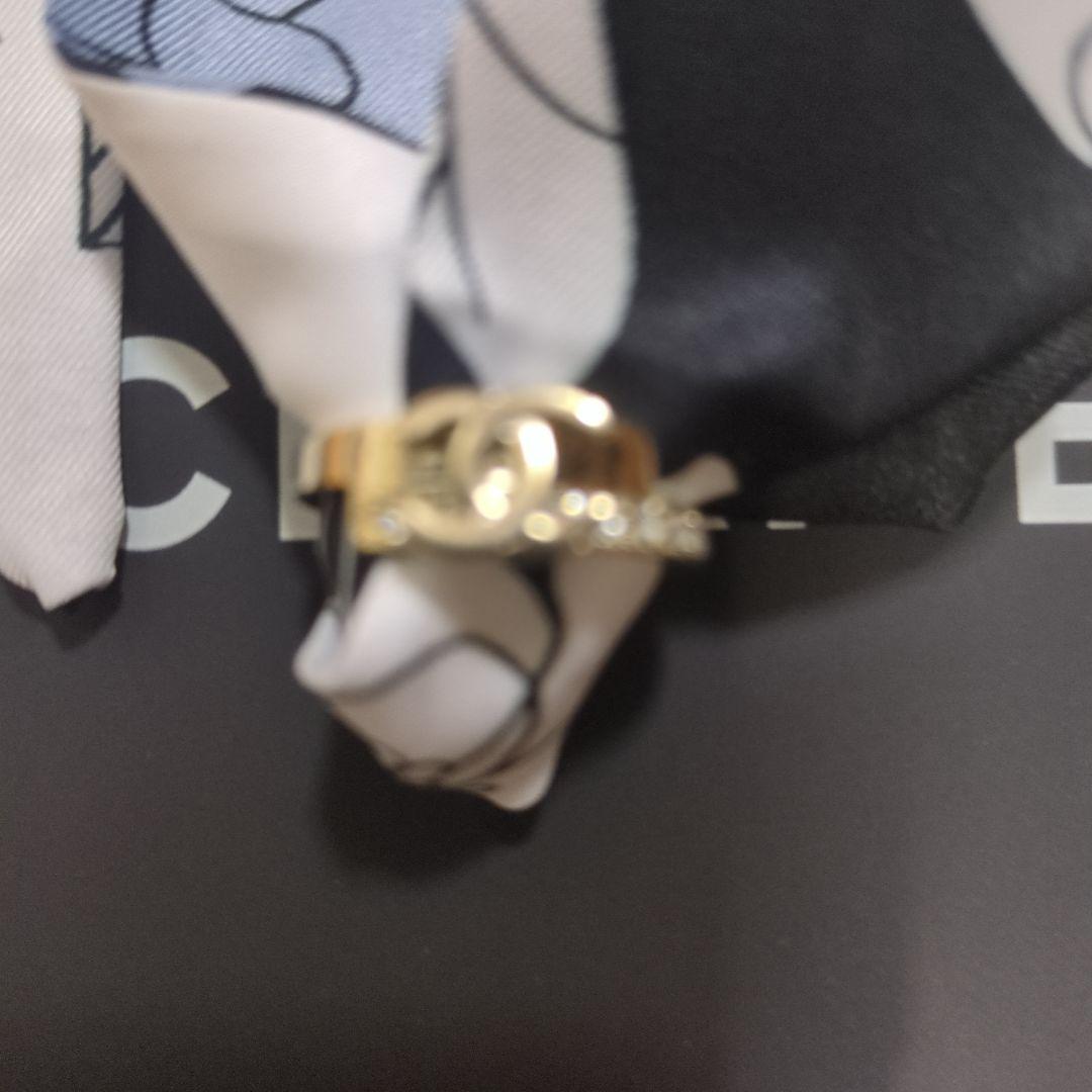 CHANEL ロゴデザイン リング ゴールド ブラック7号
