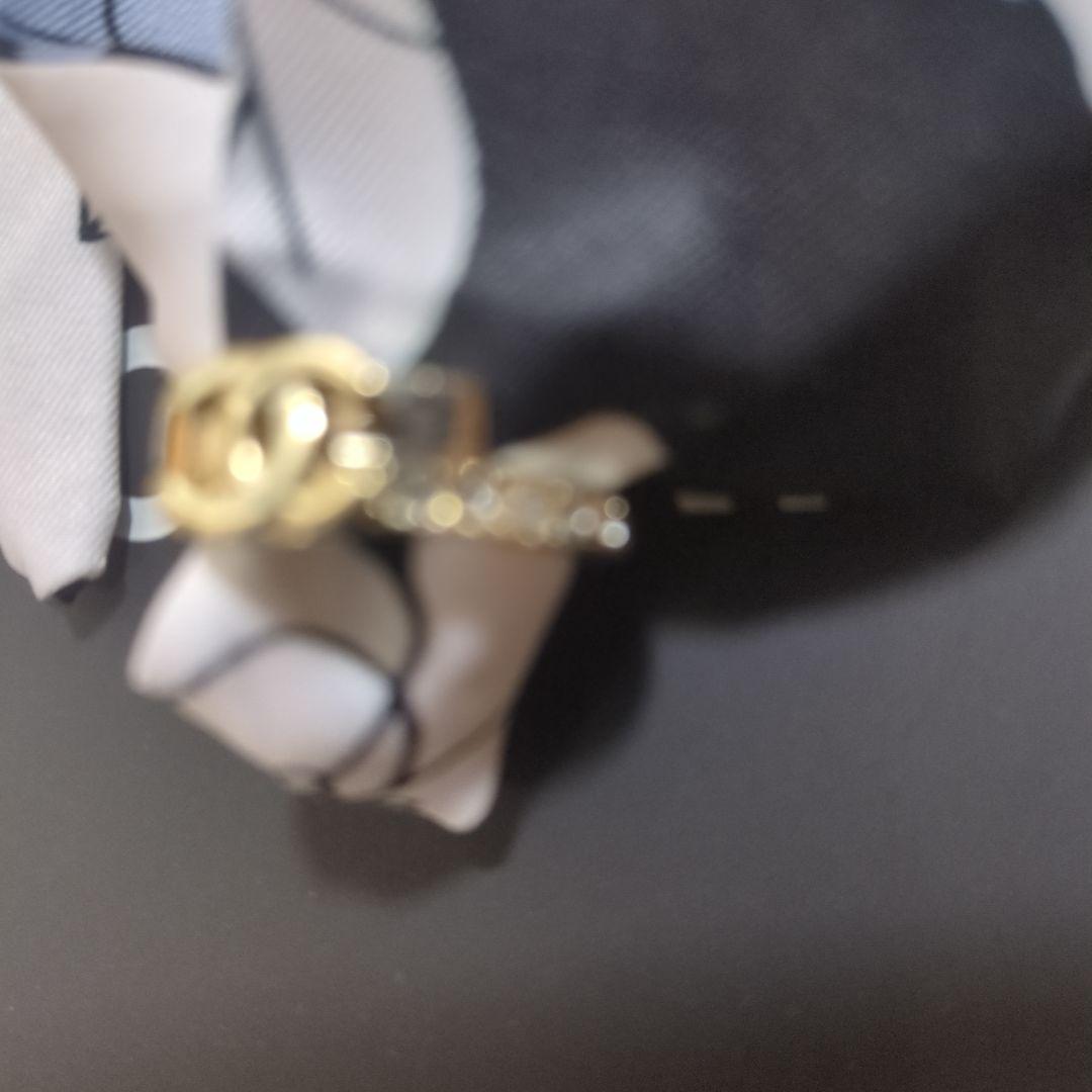 CHANEL ロゴデザイン リング ゴールド ブラック7号