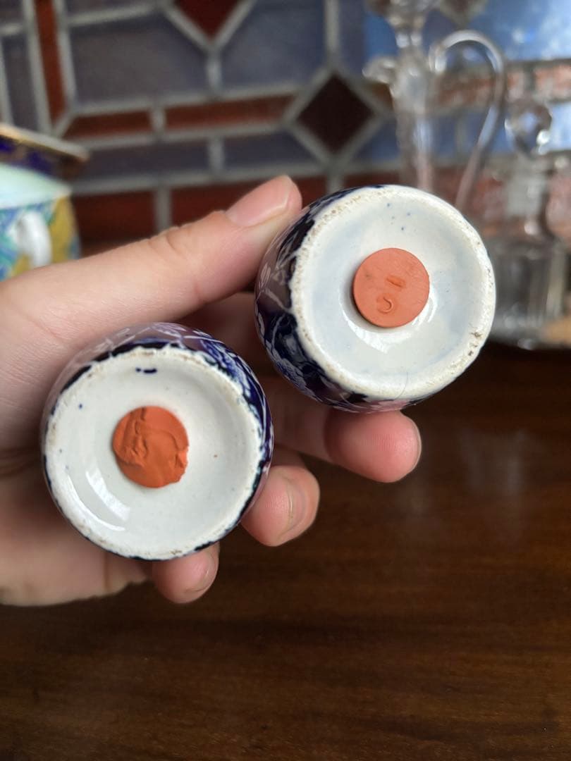 レア Burleigh バーレイ Blue Calico キャリコ 塩胡椒入れ