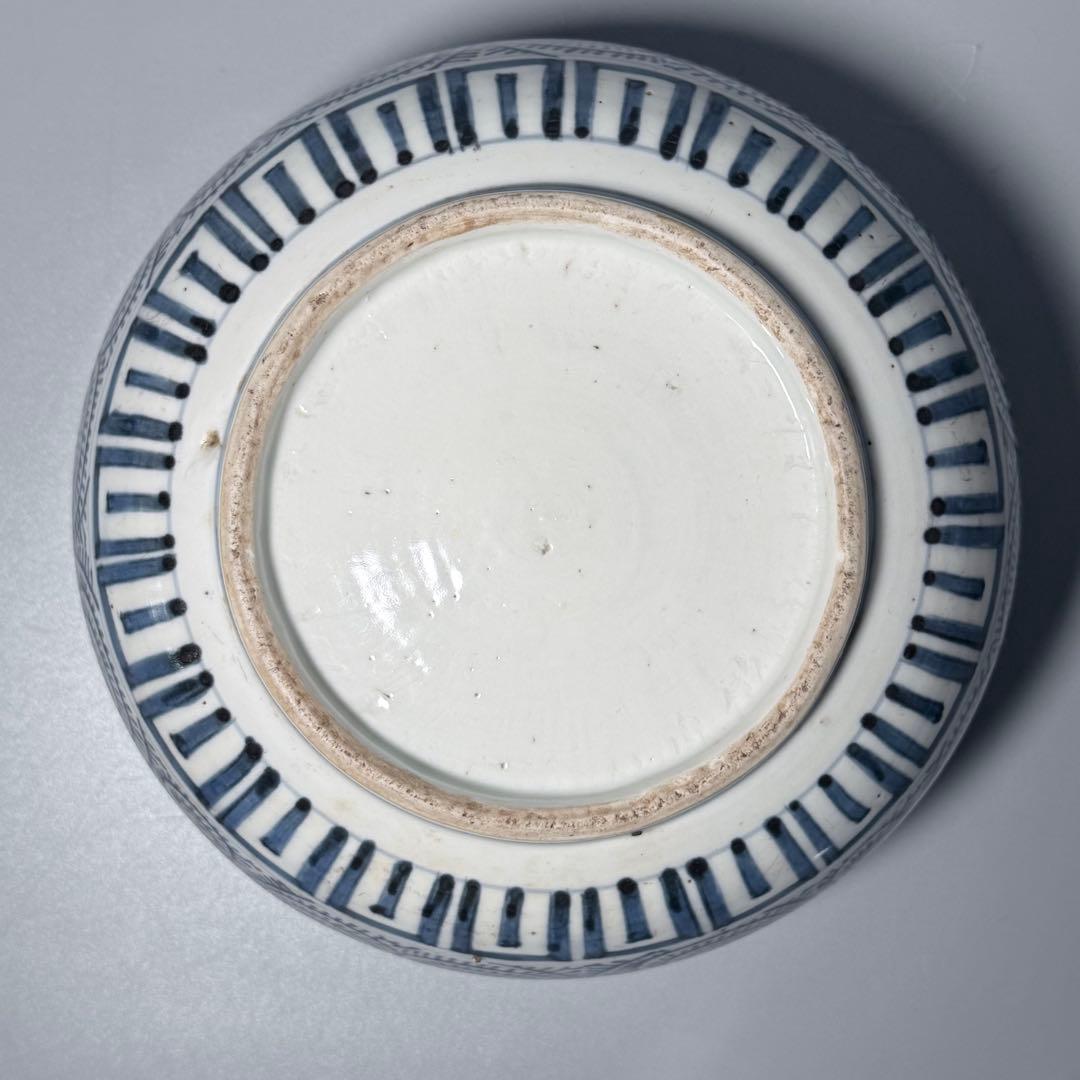 古伊万里　染付　蛸唐草　蓋付き鉢　直径21.5cm　共箱　蒐集家旧蔵品　状態◎