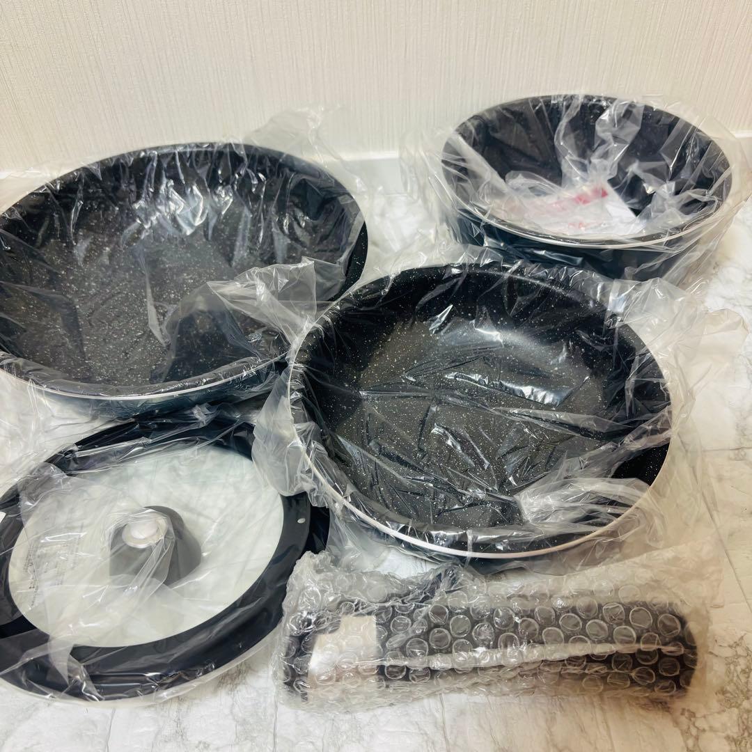 パール金属 フライパン 鍋 5点セット IH対応 マーブルコート 新生活準備