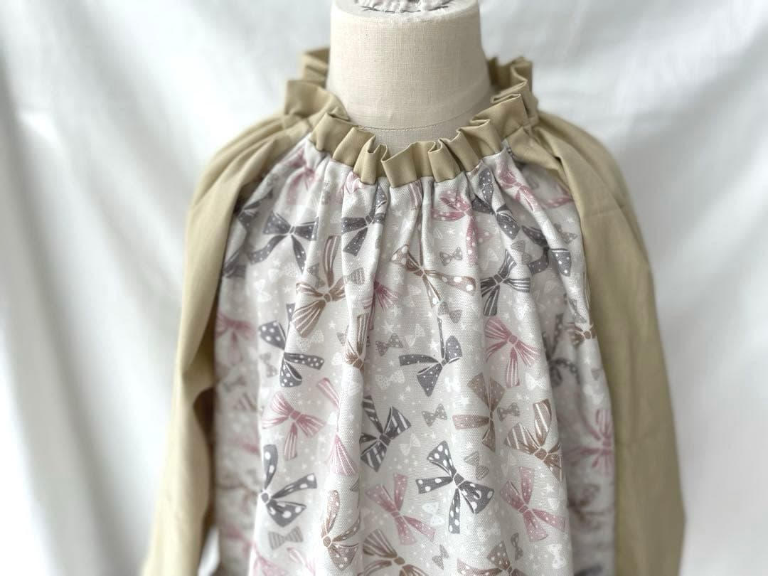 ハンドメイドスモック　size120 リボン　No.260